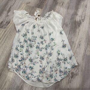 LC Lauren Conrad Cream Floral Blouse